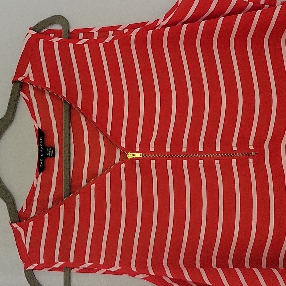 Zac & Rachel Red White Stripe Top XL NWOT - Picture 4 of 7